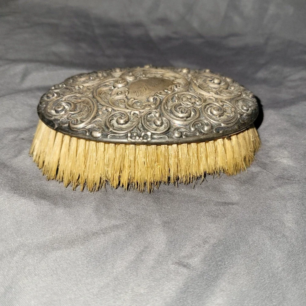 Antique Sterling 925 Engraved Vanity Brush